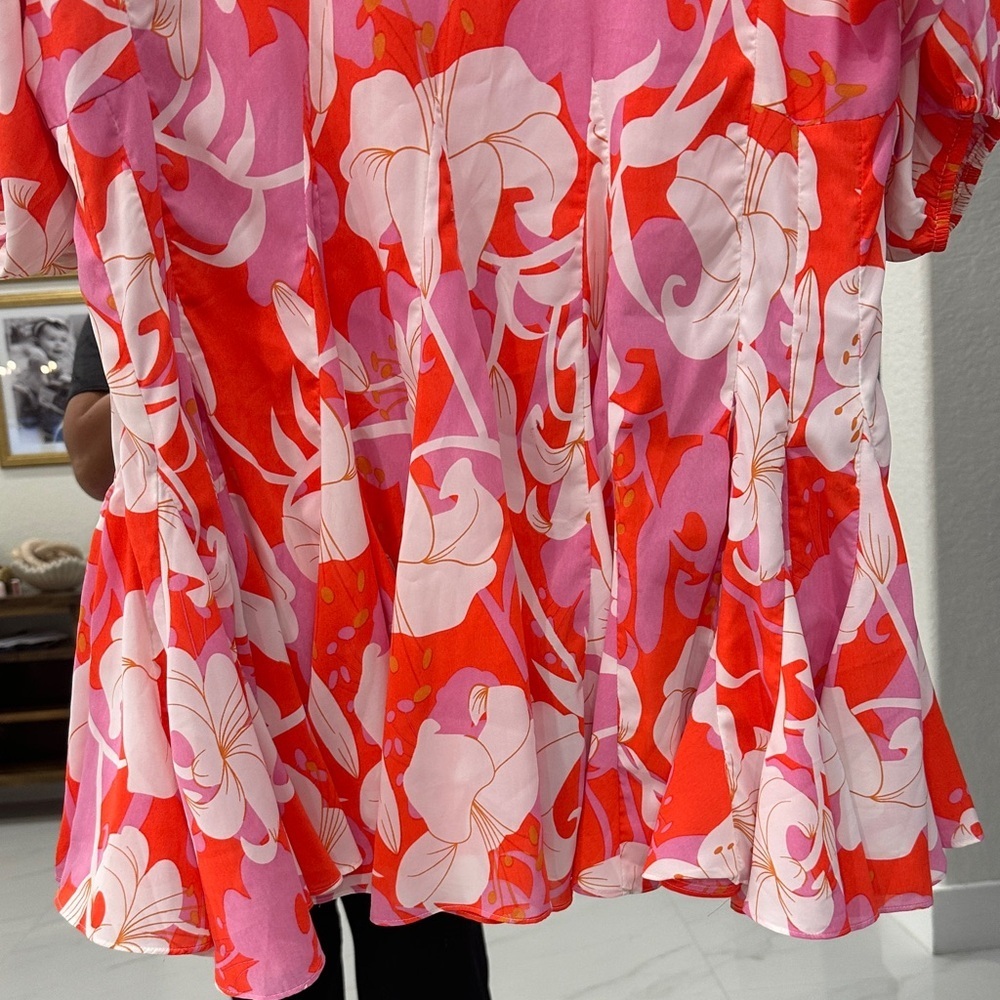 Aakaa Red and Pink Floral Mini Dress - Picture 4 of 6